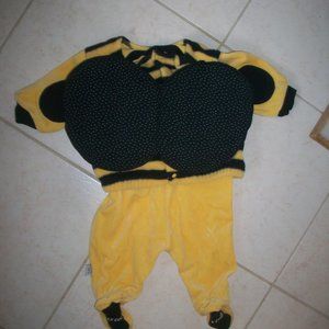 First Moments Bee Costume Warm Footed w. Wings Outfit 6/9 Months 6-9 M No Hat